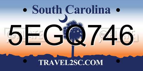 5EGQ746 South Carolina License Plate