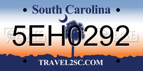 5EH0292 South Carolina License Plate
