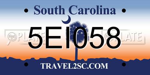 5EI058 South Carolina License Plate