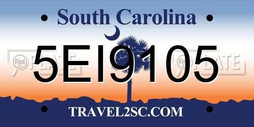 5EI9105 South Carolina License Plate
