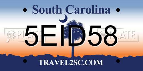 5EID58 South Carolina License Plate