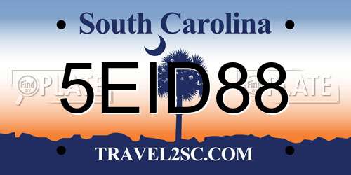 5EID88 South Carolina License Plate