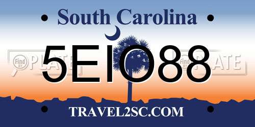 5EIO88 South Carolina License Plate