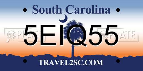 5EIQ55 South Carolina License Plate