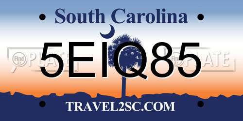 5EIQ85 South Carolina License Plate