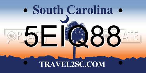 5EIQ88 South Carolina License Plate