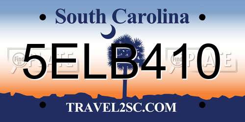 5ELB410 South Carolina License Plate