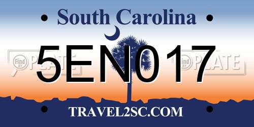 5EN017 South Carolina License Plate