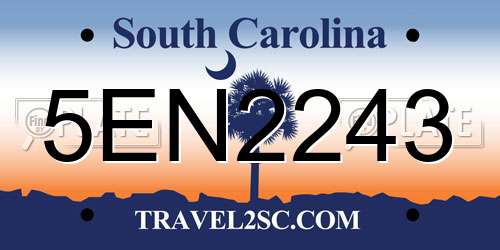 5EN2243 South Carolina License Plate