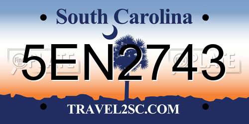 5EN2743 South Carolina License Plate