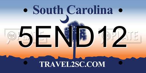 5END12 South Carolina License Plate