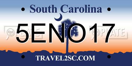 5ENO17 South Carolina License Plate