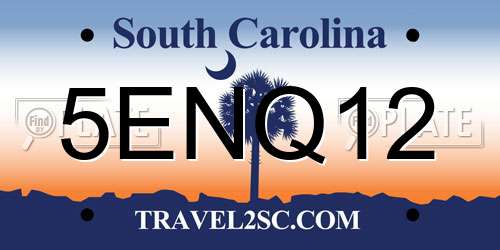 5ENQ12 South Carolina License Plate