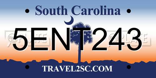 5ENT243 South Carolina License Plate