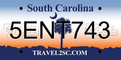 5ENT743 South Carolina License Plate
