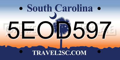5EOD597 South Carolina License Plate