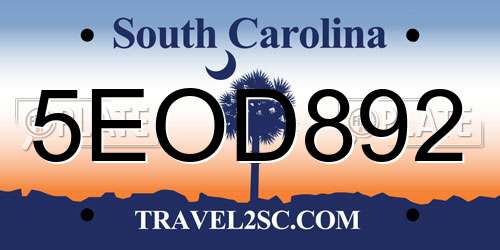 5EOD892 South Carolina License Plate
