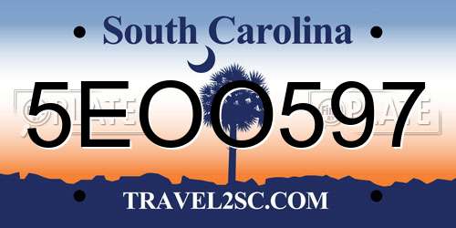 5EOO597 South Carolina License Plate