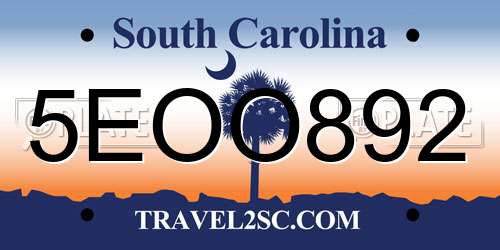 5EOO892 South Carolina License Plate