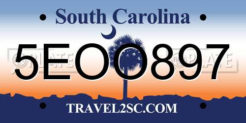 5EOO897 South Carolina License Plate