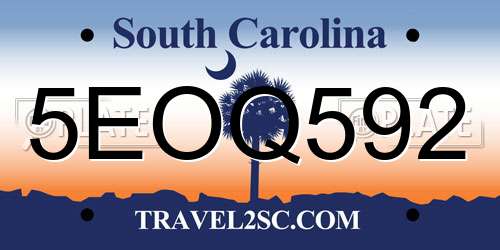 5EOQ592 South Carolina License Plate