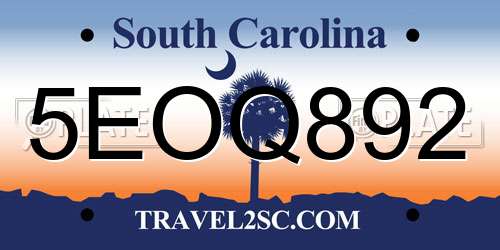 5EOQ892 South Carolina License Plate