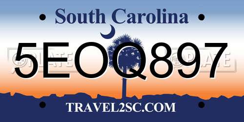 5EOQ897 South Carolina License Plate