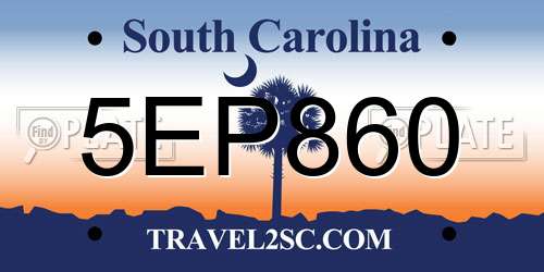 5EP860 South Carolina License Plate