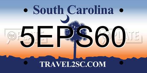 5EPS60 South Carolina License Plate