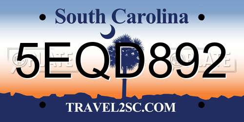 5EQD892 South Carolina License Plate