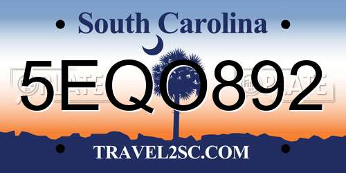 5EQO892 South Carolina License Plate