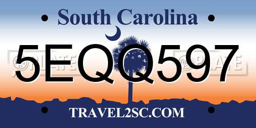 5EQQ597 South Carolina License Plate