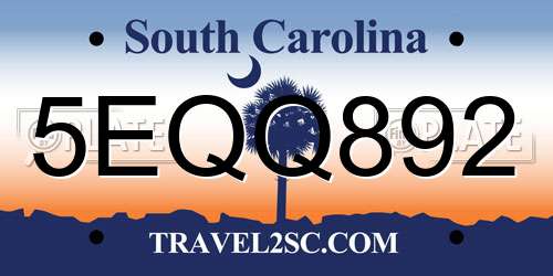 5EQQ892 South Carolina License Plate