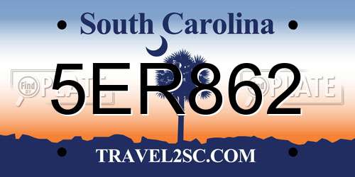 5ER862 South Carolina License Plate