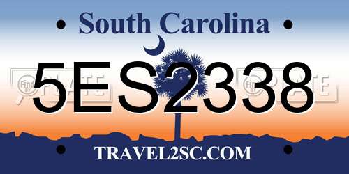 5ES2338 South Carolina License Plate