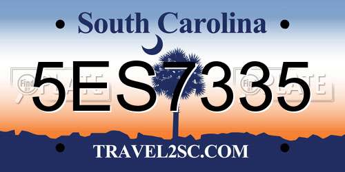 5ES7335 South Carolina License Plate