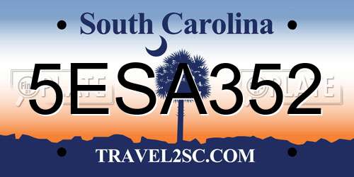 5ESA352 South Carolina License Plate