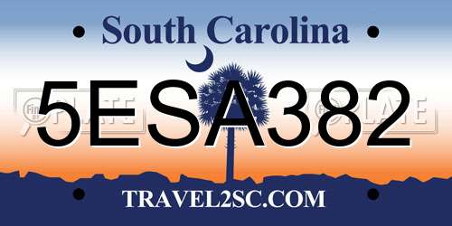 5ESA382 South Carolina License Plate