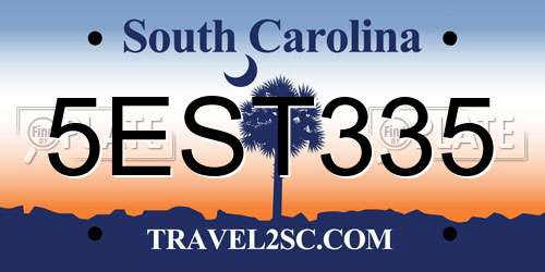 5EST335 South Carolina License Plate