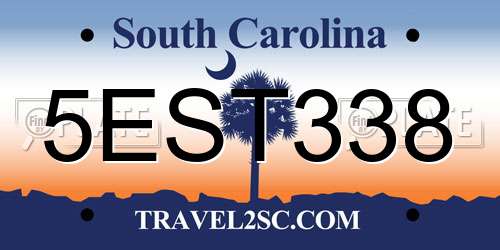 5EST338 South Carolina License Plate