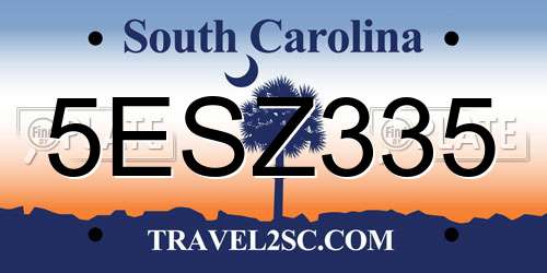 5ESZ335 South Carolina License Plate