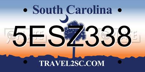 5ESZ338 South Carolina License Plate