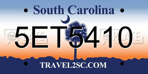 5ET5410 South Carolina License Plate
