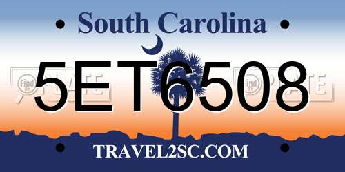 5ET6508 South Carolina License Plate