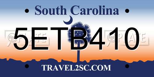5ETB410 South Carolina License Plate