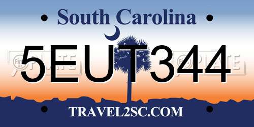 5EUT344 South Carolina License Plate