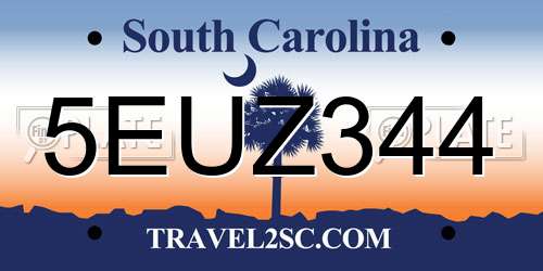 5EUZ344 South Carolina License Plate