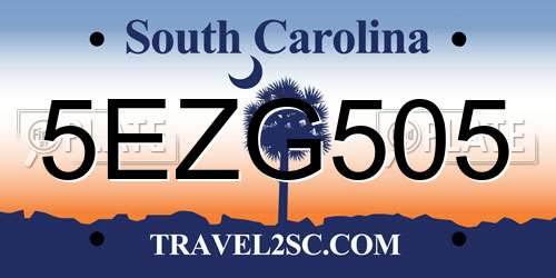 5EZG505 South Carolina License Plate
