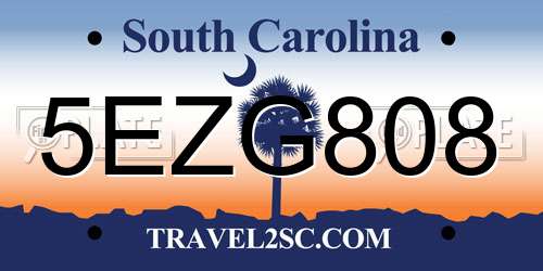 5EZG808 South Carolina License Plate