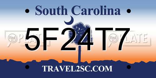 5F24T7 South Carolina License Plate